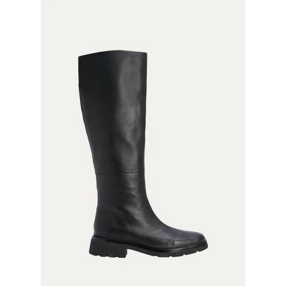 NEW VINCE women's rune leather lug sole boots in black